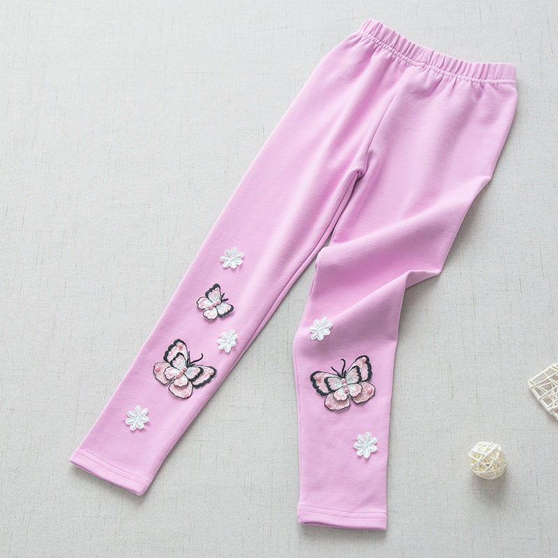 Mädchen Leggings mit bunten Schmetterlingsstickereien Echo Archiv