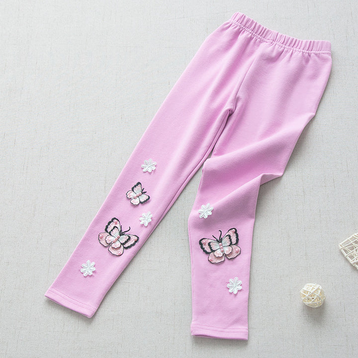 Mädchen Leggings mit bunten Schmetterlingsstickereien Echo Archiv