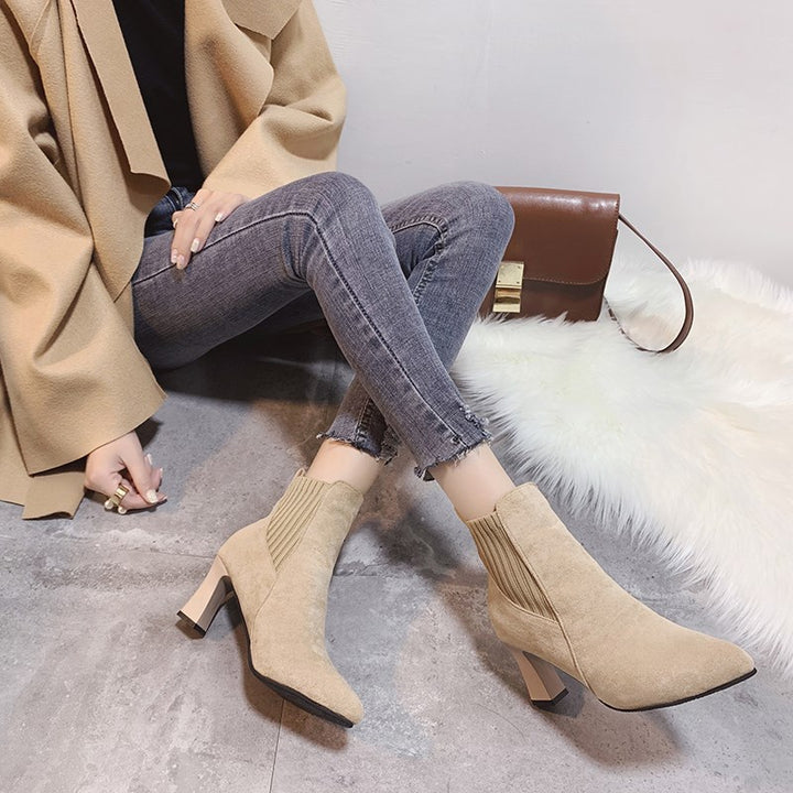 Damen nan spitze Ankleboots mit seitlichem Stretch-Einsatz und sculpted Blockabsatz Echo Archiv