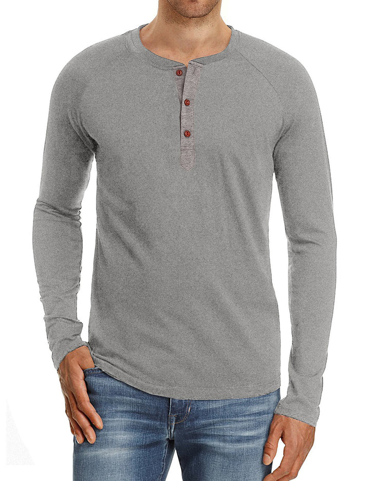 Herren Langarm-Henley Shirt aus weichem Baumwollmix mit modischem Knopfdesign Echoarchiv