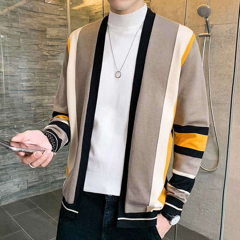 Herren Strickjacke mit modernem Farbblockdesign Echoarchiv