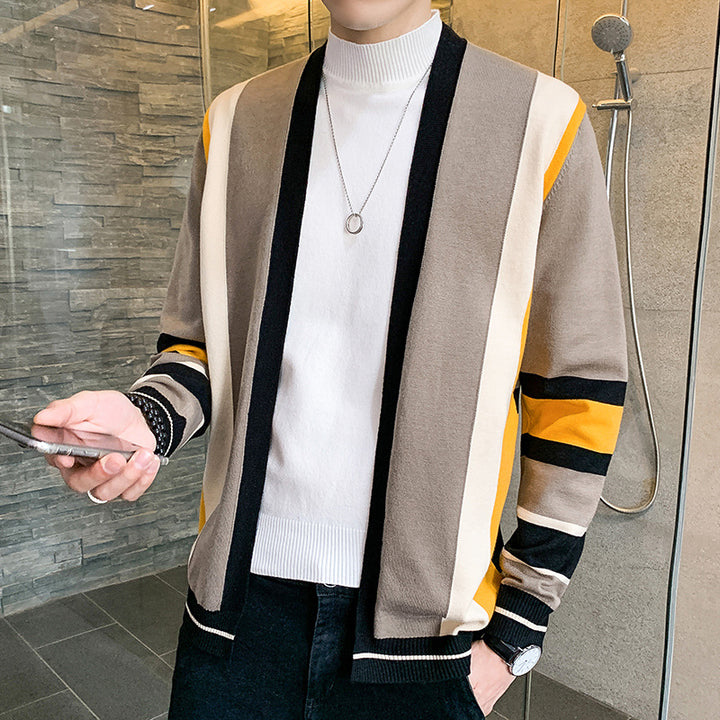 Herren Strickjacke mit modernem Farbblockdesign Echoarchiv
