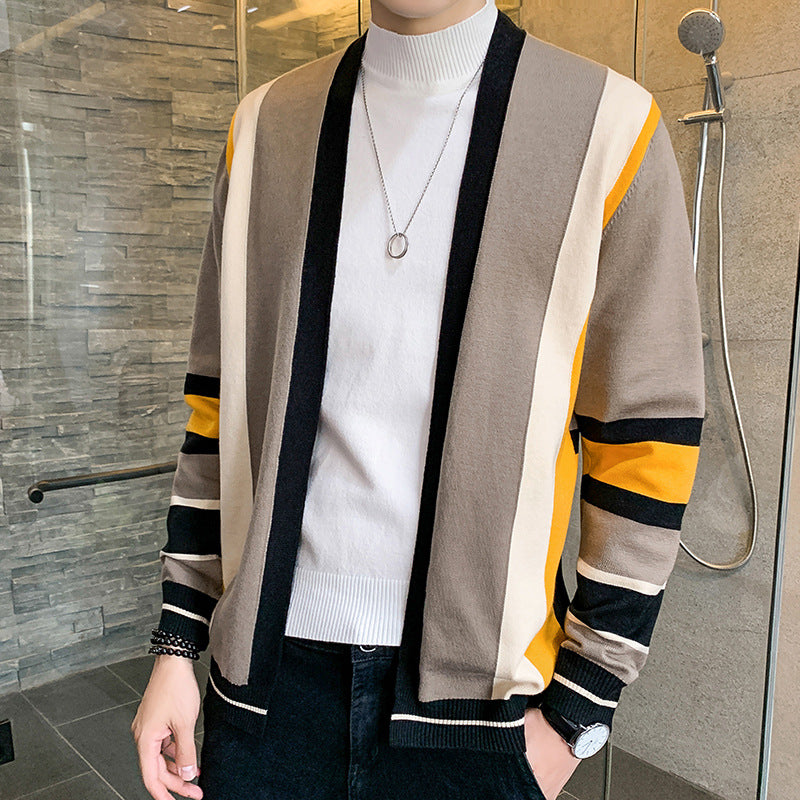 Herren Strickjacke mit modernem Farbblockdesign Echoarchiv