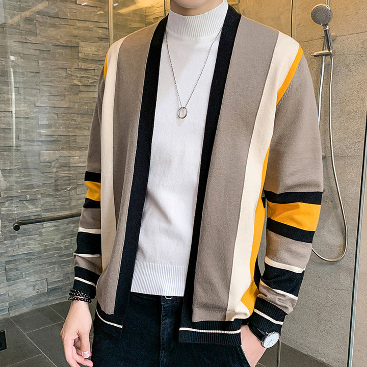 Herren Strickjacke mit modernem Farbblockdesign Echoarchiv