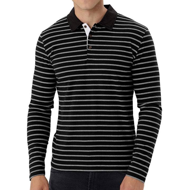 Herren Langarm Poloshirt mit maritimen Streifenmuster und atmungsaktiven Eigenschaften Echoarchiv