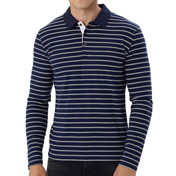 Herren Langarm Poloshirt mit maritimen Streifenmuster und atmungsaktiven Eigenschaften Echoarchiv