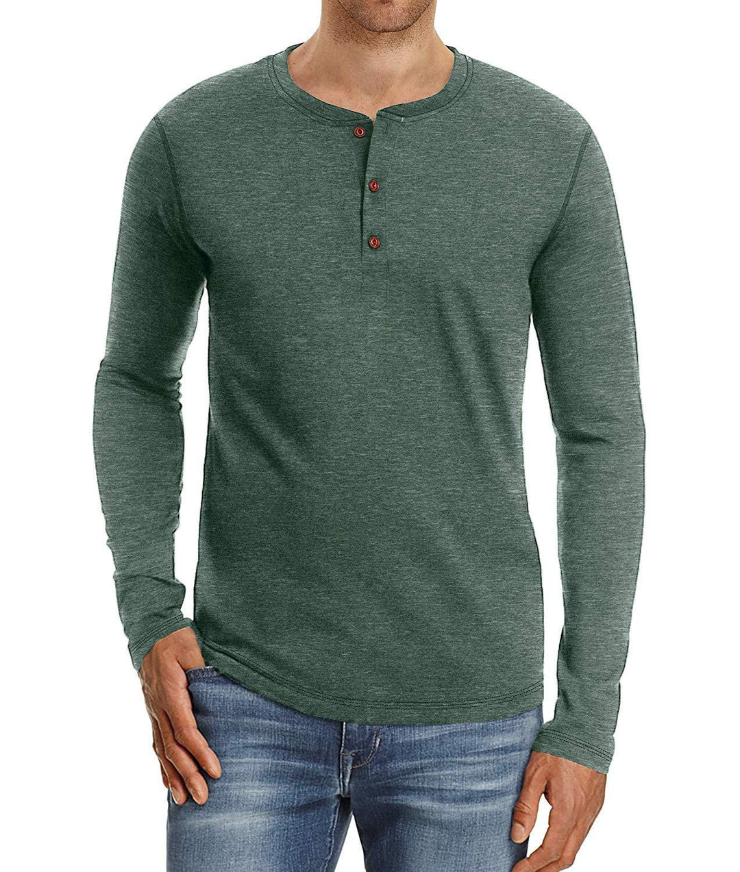 Herren Langarm-Henley Shirt aus weichem Baumwollmix mit modischem Knopfdesign Echoarchiv