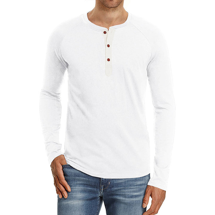 Herren Langarm-Henley Shirt aus weichem Baumwollmix mit modischem Knopfdesign Echoarchiv