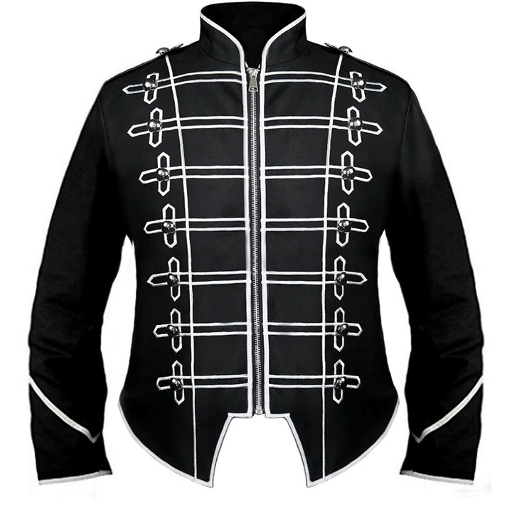 Herren Hussaren-Uniformjacke im Parade-Stil mit Stehkragen Zierkordeln und verdecktem Reißverschluss – Taviero