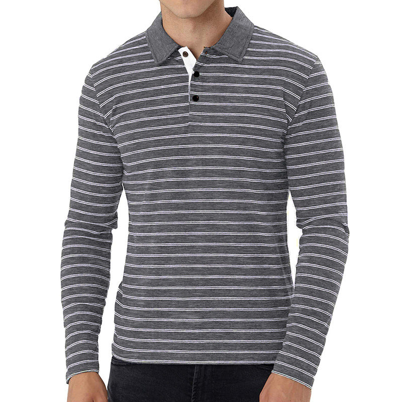 Herren Langarm Poloshirt mit maritimen Streifenmuster und atmungsaktiven Eigenschaften Echoarchiv