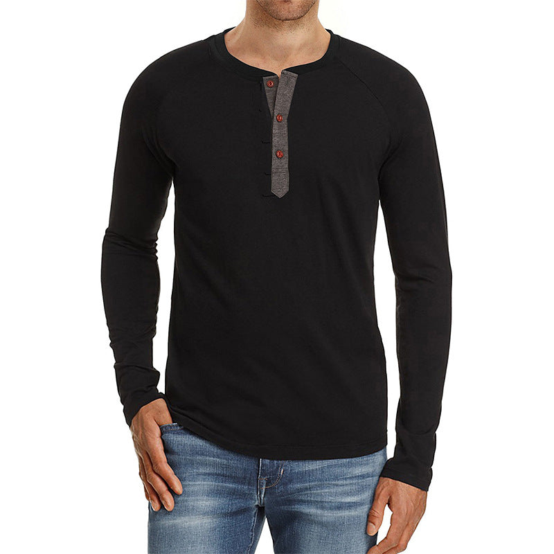 Herren Langarm-Henley Shirt aus weichem Baumwollmix mit modischem Knopfdesign Echoarchiv