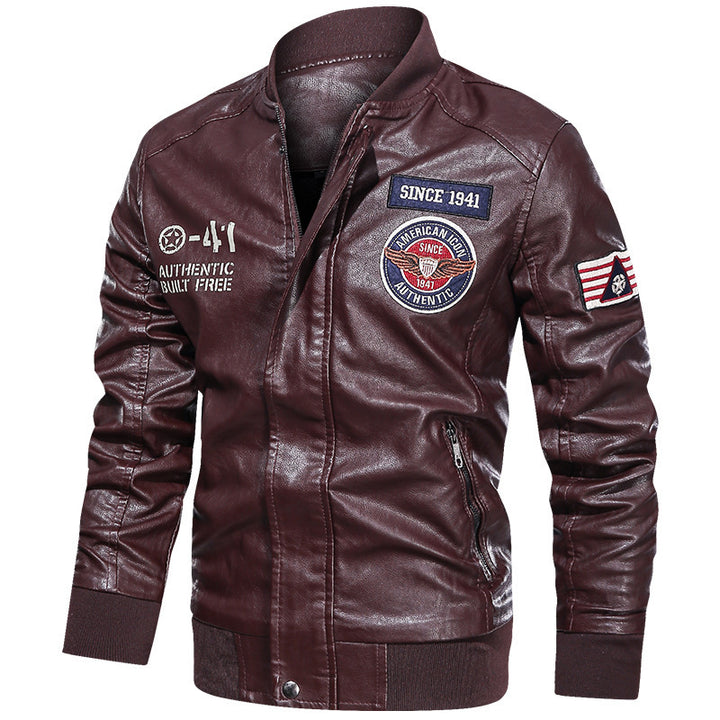 Herren Modische Lederjacke im Biker-Stil Echo Archiv