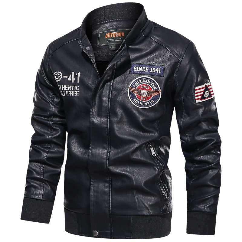 Herren Modische Lederjacke im Biker-Stil Echo Archiv