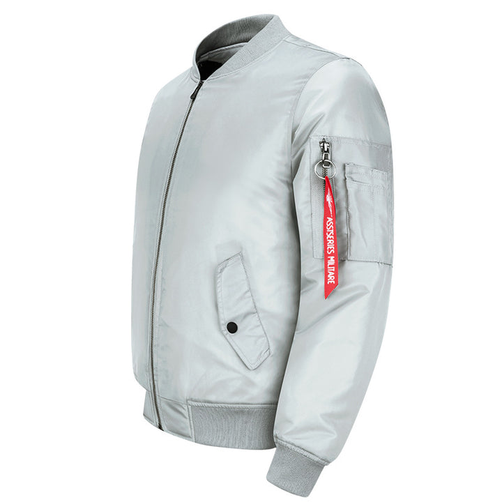 Men's streamlined commuter bomber jacket with water-resistant nylon shell and sleeve pen pocket – Brevano
