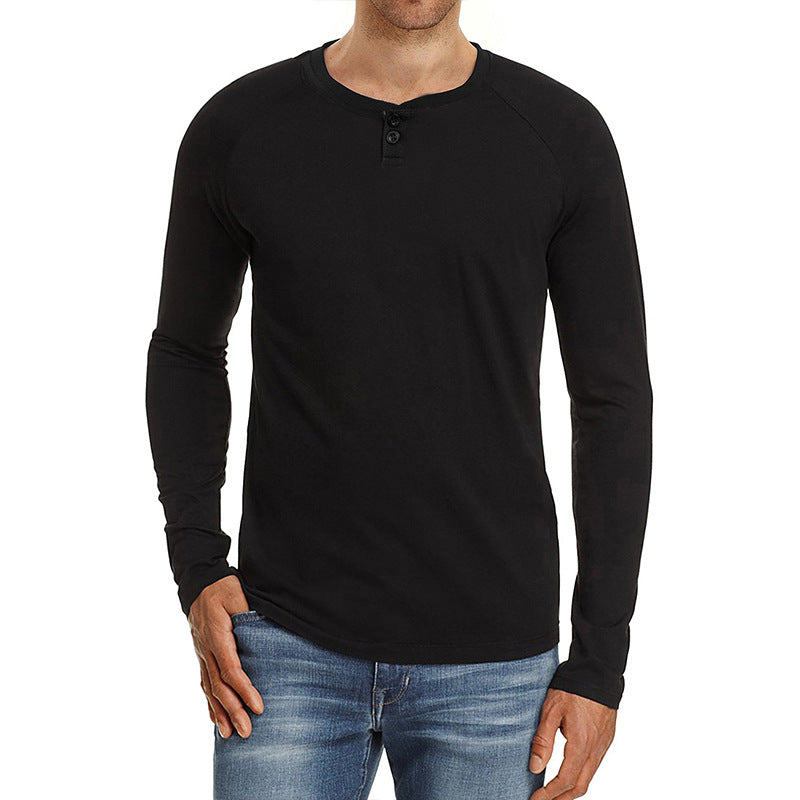 Herren Langarm-Henley-Shirt mit Knopfdetails und feinem Stoff Echoarchiv