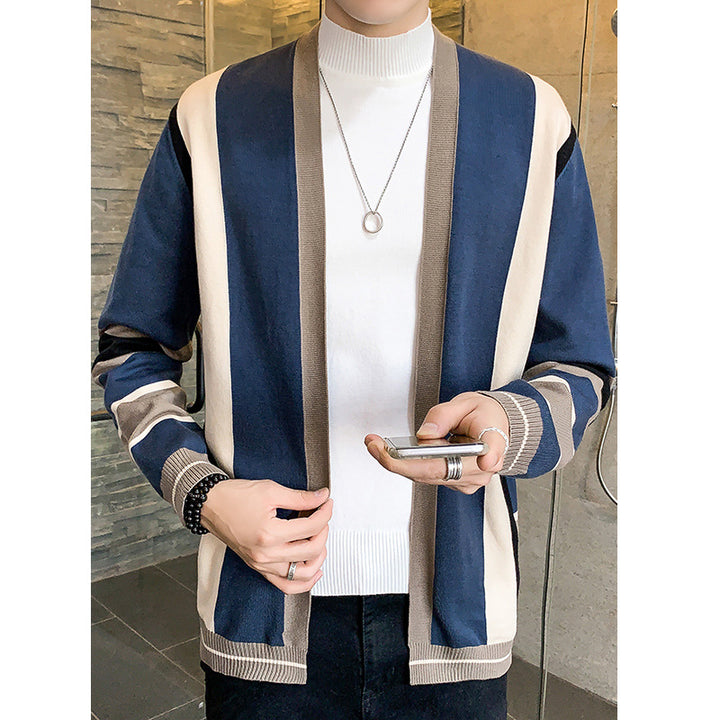 Herren Strickjacke mit modernem Farbblockdesign Echoarchiv