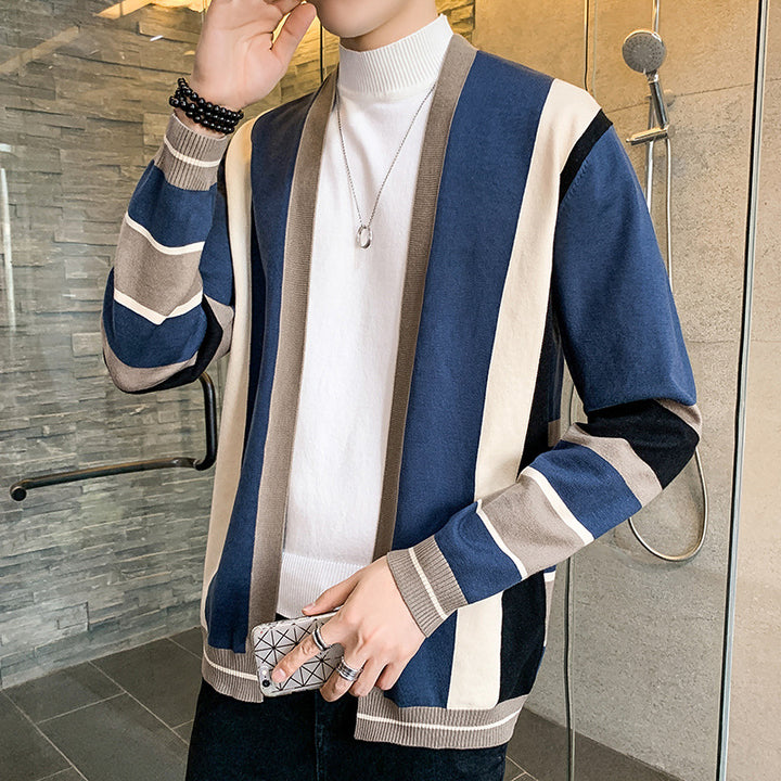 Herren Strickjacke mit modernem Farbblockdesign Echoarchiv