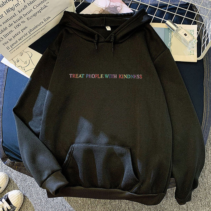 Damen lässiger Oversize-Kapuzenpullover mit holografischem Schriftzug, Kängurutasche und angerautem Fleece – Auréline