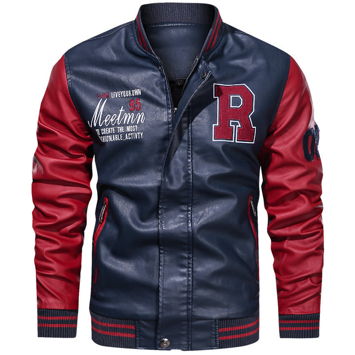 Herren Sportliche Lederjacke im College-Stil Echo Archiv