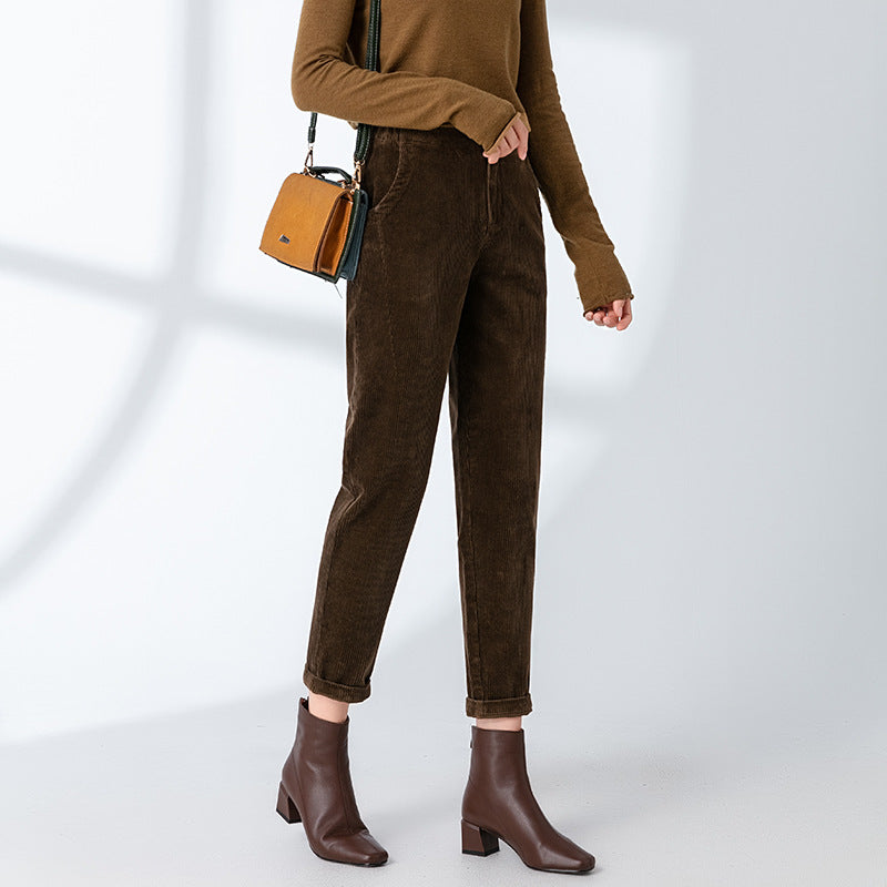 Damen-Cordhose, lockerer Schnitt, 7/8-Länge