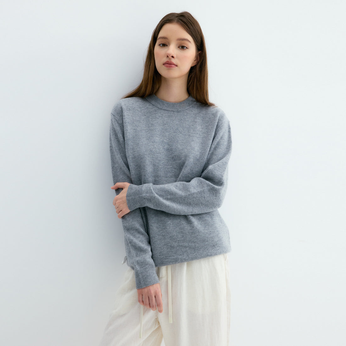 Herren Pullover aus 100% Schafwolle, Stehkragen