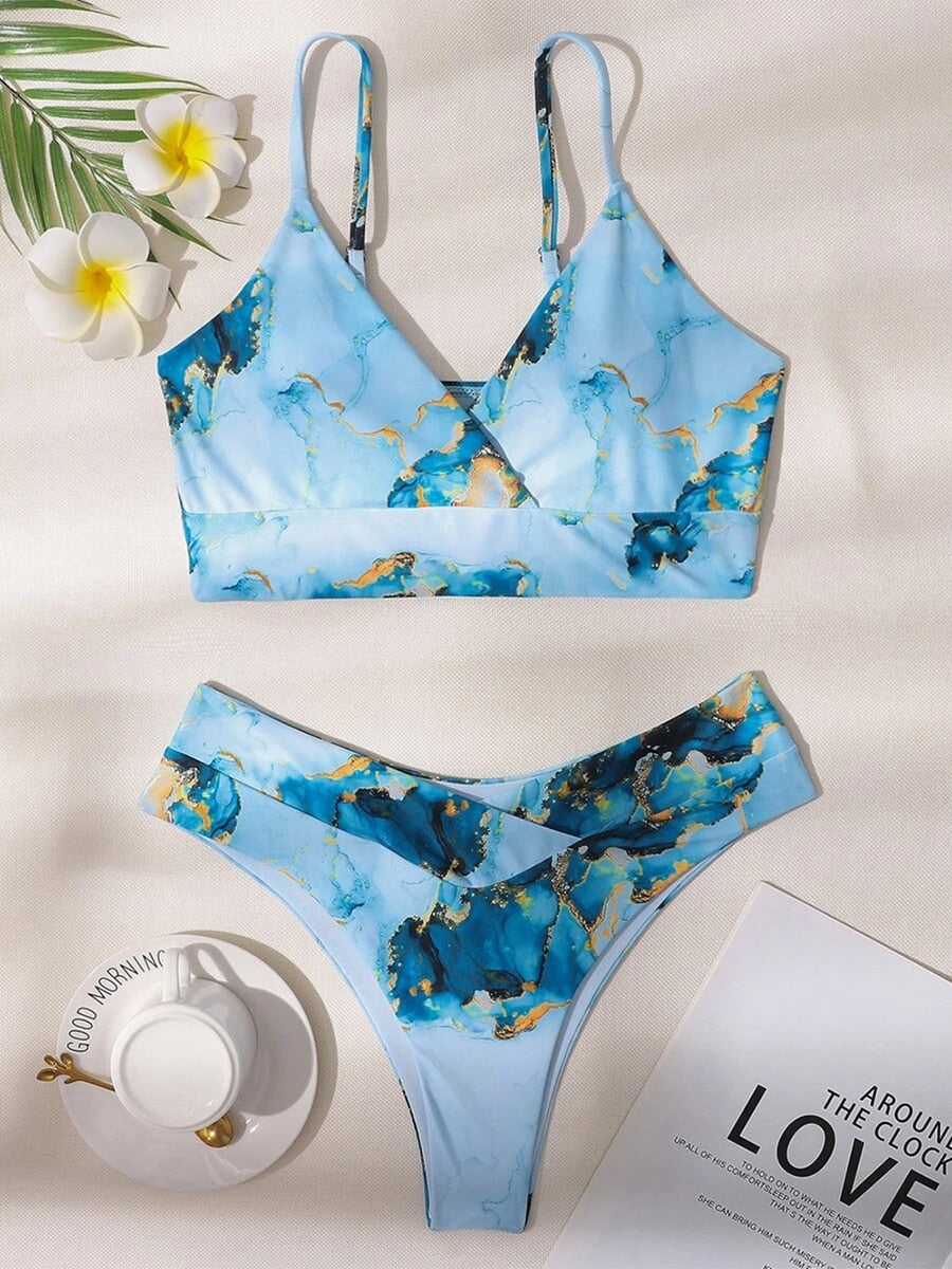 Echoarchiv | Bikini Eleganter Bikini mit Marmorprint