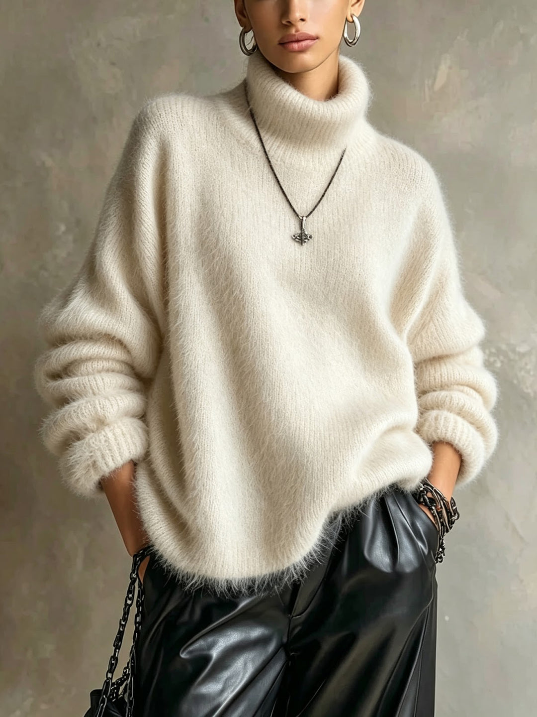 Flauschiger Rollkragenpullover