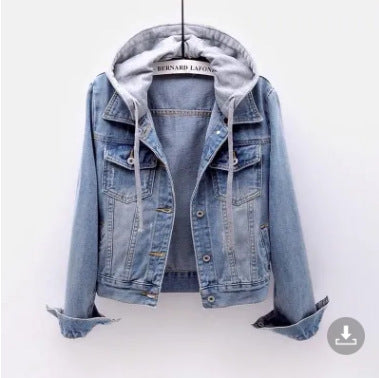 Gefütterte Damen-Jeansjacke mit Fellkragen, kurz