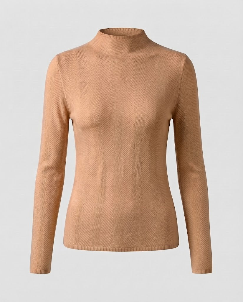 Damen Feiner Minimalistischer Stehkragenpullover aus anschmiegsamem Feinstrick Echoarchiv