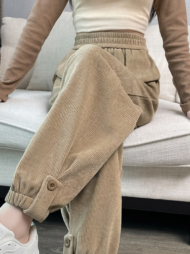 Gefütterte Damen-Sporthose aus Kord
