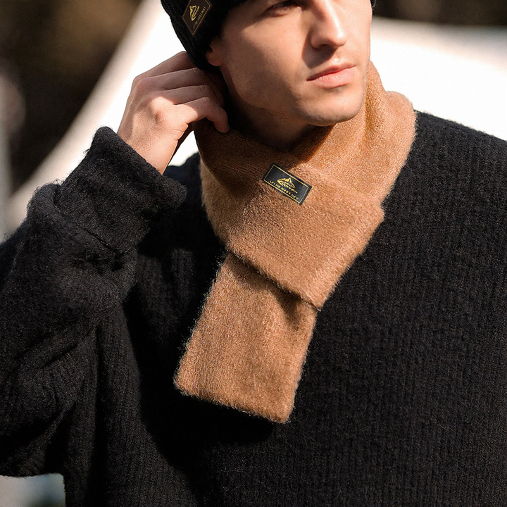 Warmer Herren-Strickschal, einfarbig, 77 cm