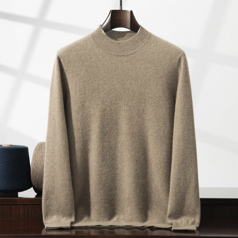 Herren-Kaschmirpullover, Stehkragen, dünn