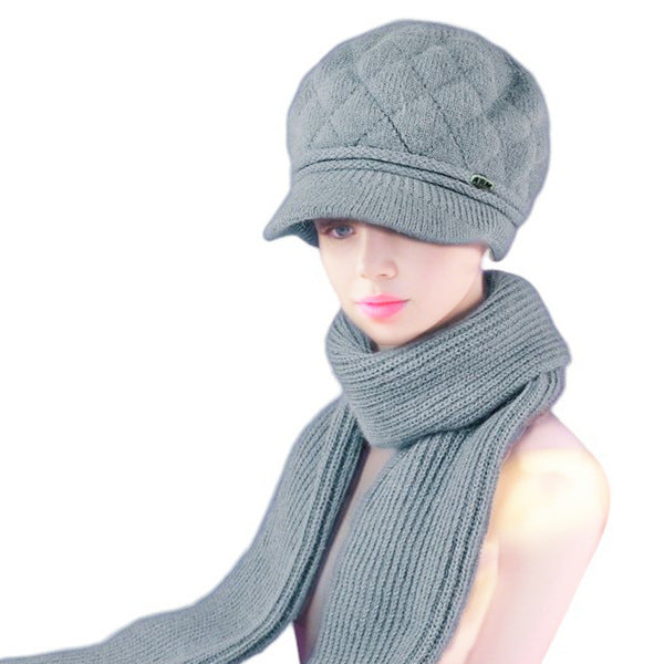Winter-Set: Strick-Baskenmütze und Schal für Damen