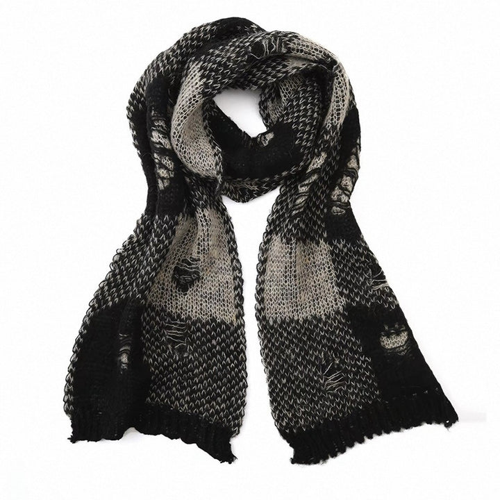 Karierter Strickschal im Used-Look, 165 cm