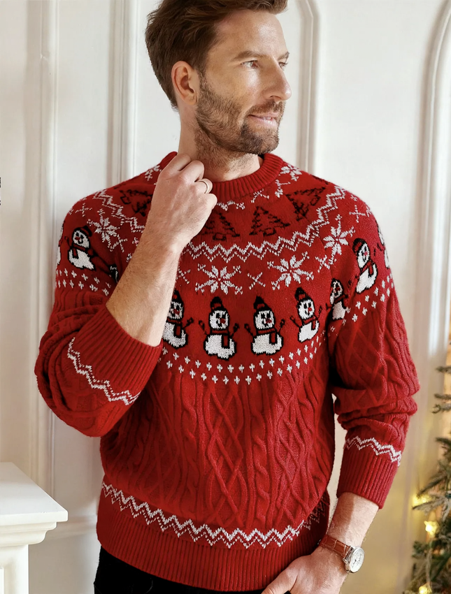 Retro-Weihnachtspullover mit Schneemann-Motiv
