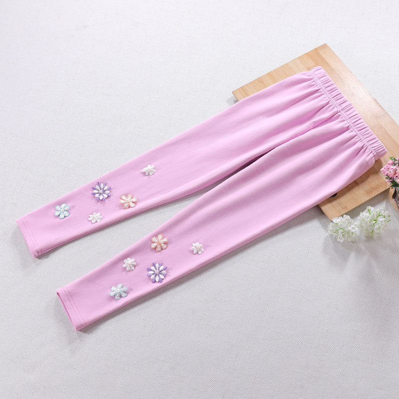 Mädchen Leggings mit floralem Applikationsdesign Echo Archiv
