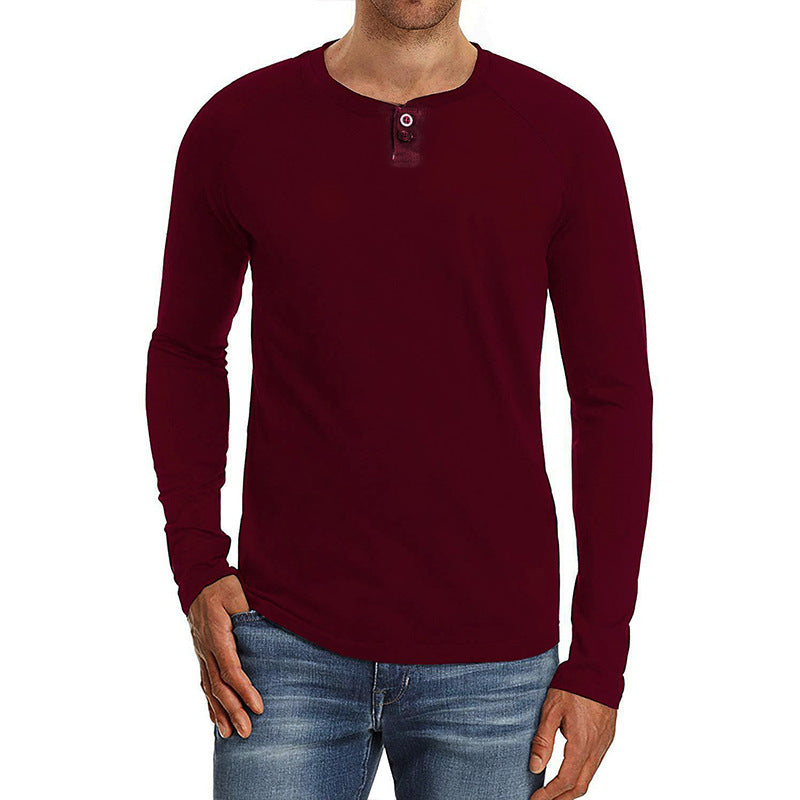 Herren Langarm-Henley-Shirt mit Knopfdetails und feinem Stoff Echoarchiv