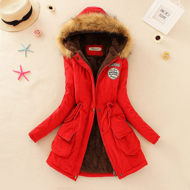 Damen Gefütterter Parka mit Kunstfellkapuze und Teddyfutter – Avérine