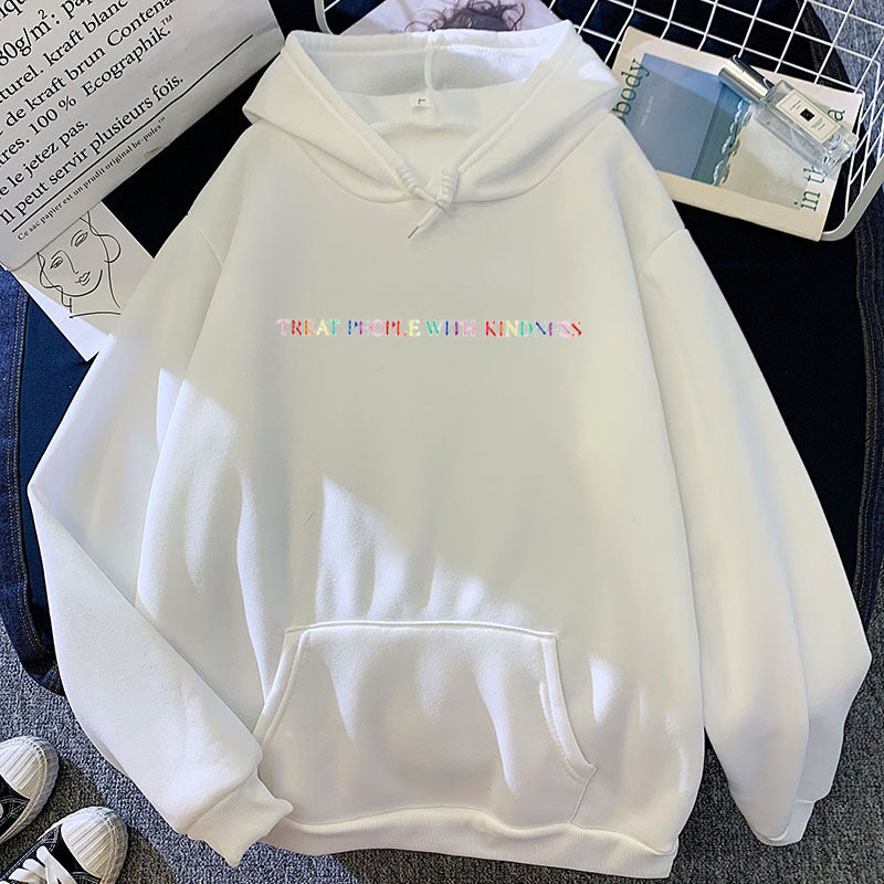 Damen lässiger Oversize-Kapuzenpullover mit holografischem Schriftzug, Kängurutasche und angerautem Fleece – Auréline