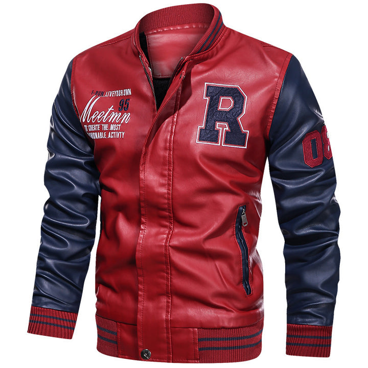 Herren Sportliche Lederjacke im College-Stil Echo Archiv