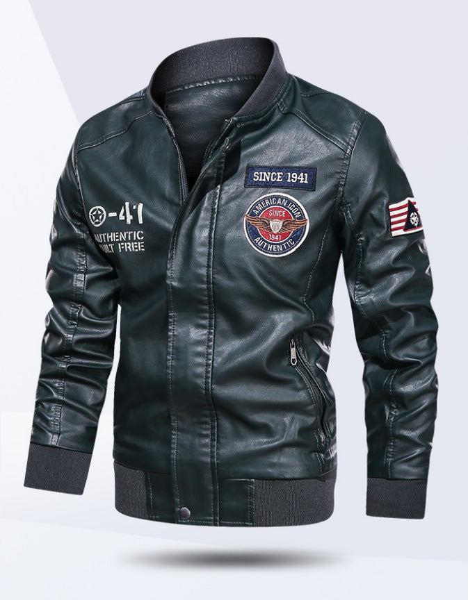 Herren Modische Lederjacke im Biker-Stil Echo Archiv