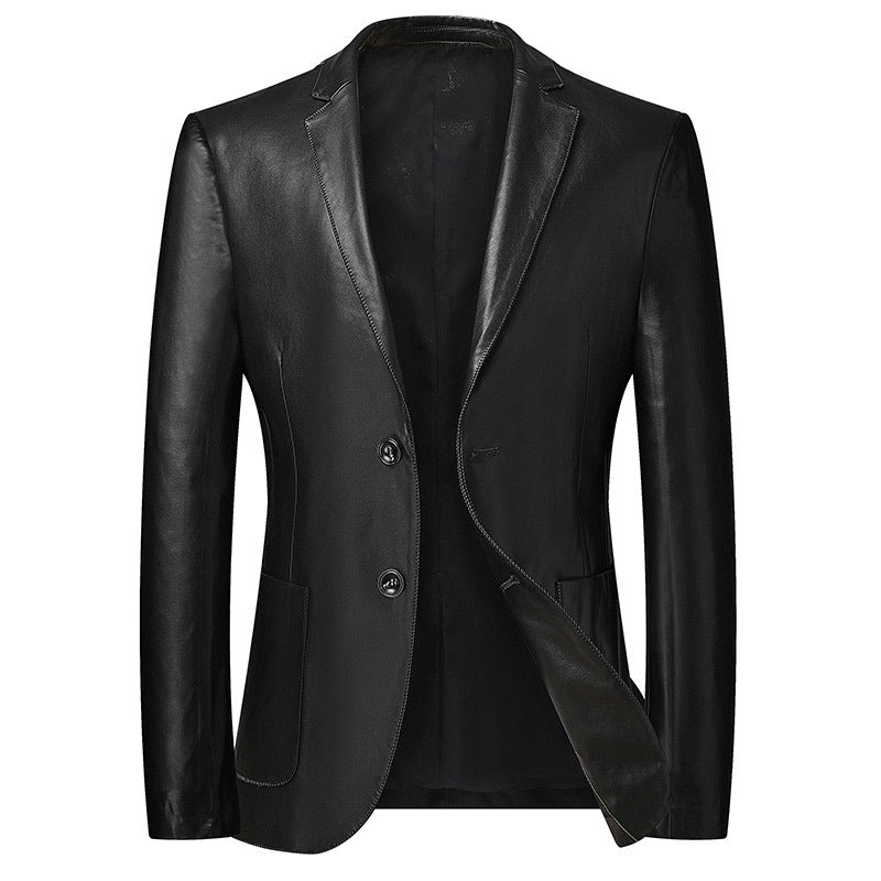 Herren Elegantes Leder-Sakko im Blazer-Cut mit feiner Glattleder-Optik – Tianoro