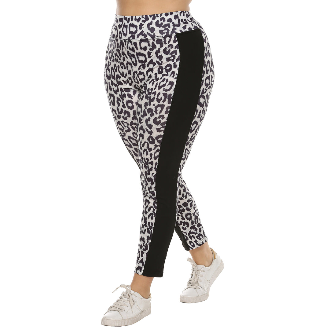 Damen figurbetonte Leggings mit Animal Print und seitlichen Kontraststreifen Echo Archiv