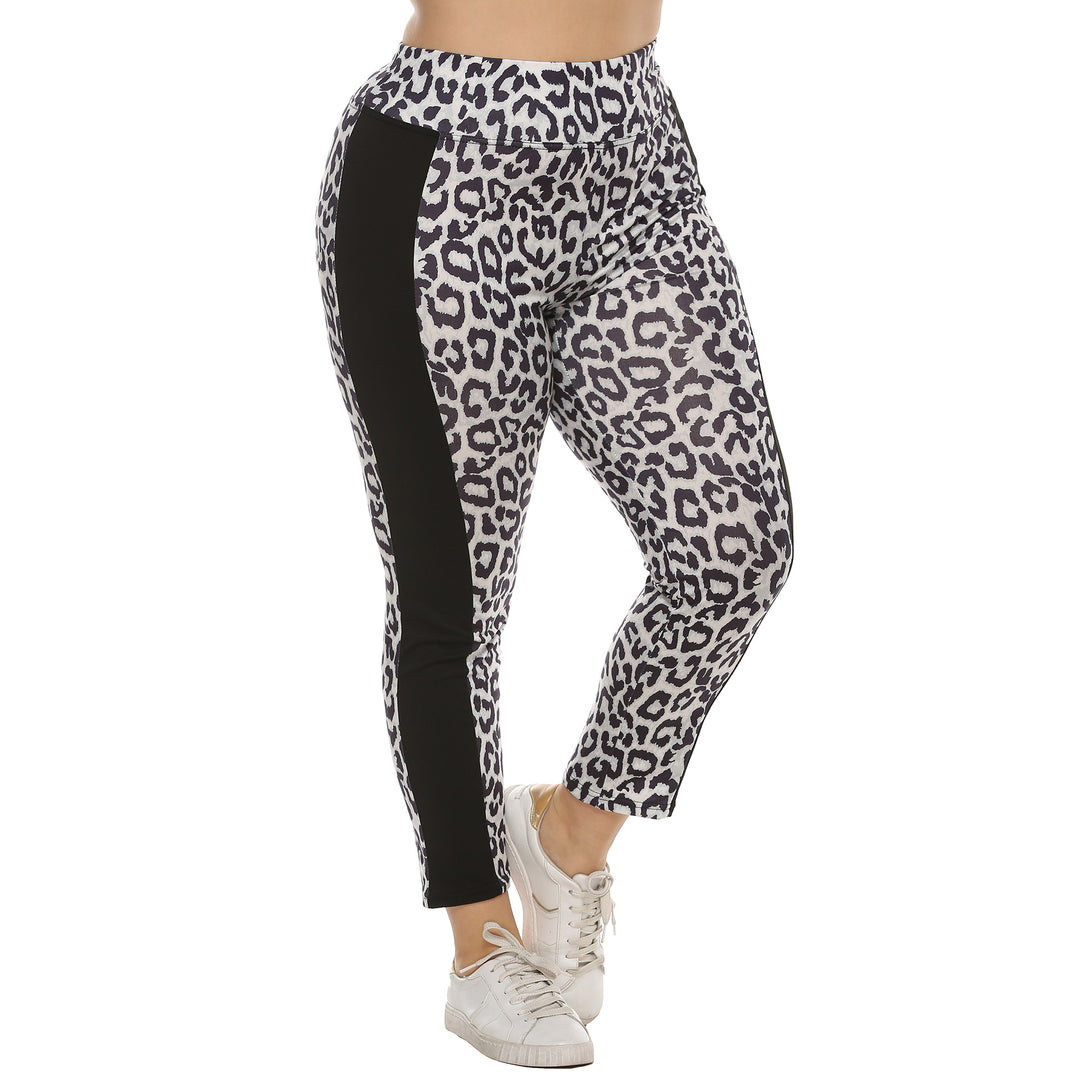 Damen figurbetonte Leggings mit Animal Print und seitlichen Kontraststreifen Echo Archiv