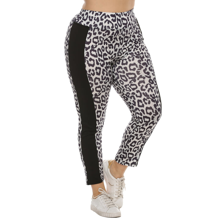 Damen figurbetonte Leggings mit Animal Print und seitlichen Kontraststreifen Echo Archiv