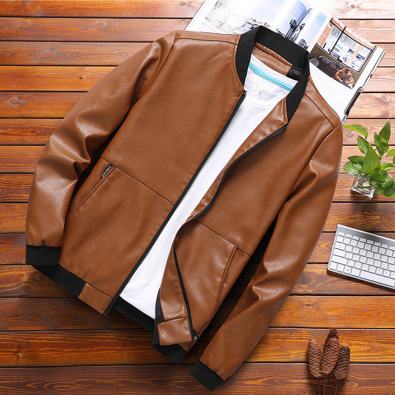 Herren elegante Kunstlederjacke mit modernem Schnitt und praktischen Taschen Echoarchiv