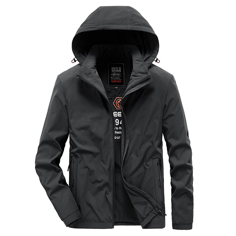 Herren Atmungsaktive Softshelljacke mit verstellbarer Kapuze und verdecktem zweiwegigen Reißverschluss Echoarchiv