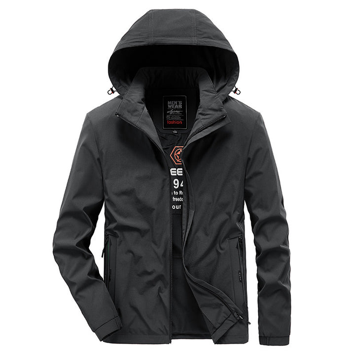 Herren Atmungsaktive Softshelljacke mit verstellbarer Kapuze und verdecktem zweiwegigen Reißverschluss Echoarchiv