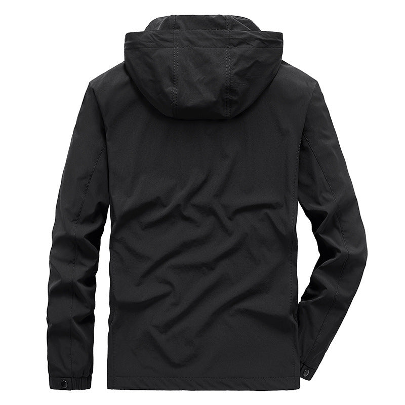 Herren Atmungsaktive Softshelljacke mit verstellbarer Kapuze und verdecktem zweiwegigen Reißverschluss Echoarchiv