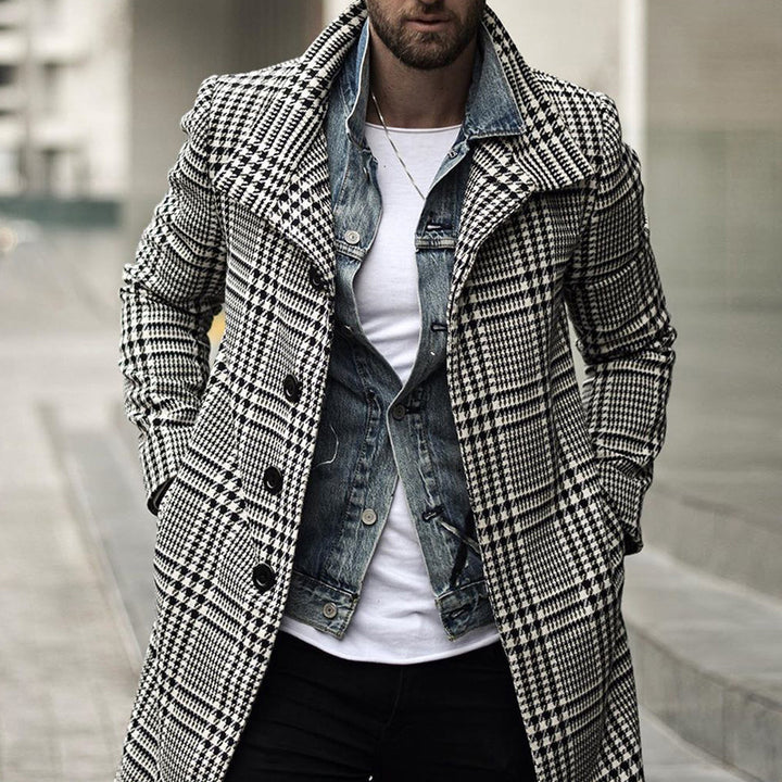 Herren eleganter Karomantel mit modernen Details Echoarchiv